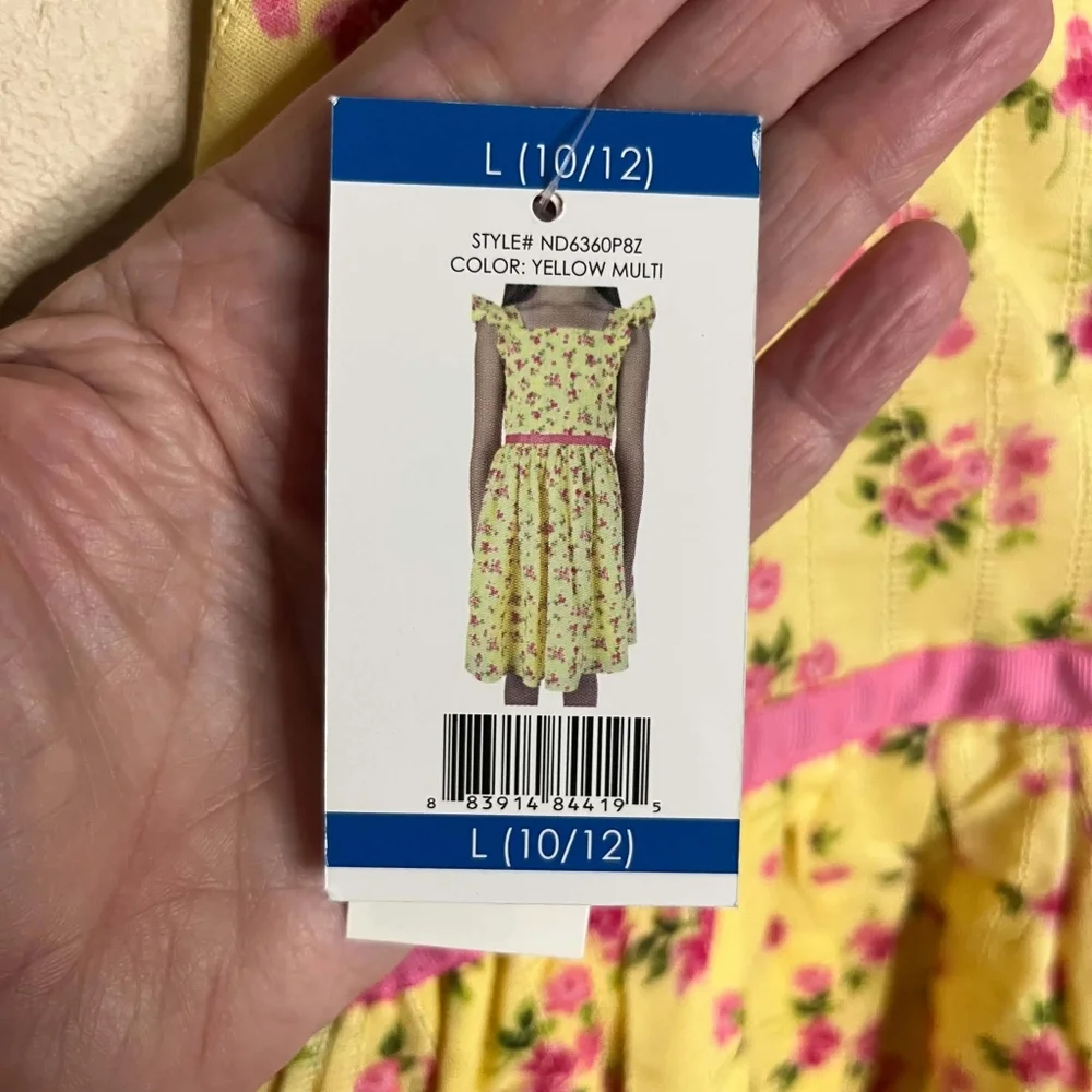 Zunie Girls Large 10/12 Yellow and Pink Floral Midi Sun Dress